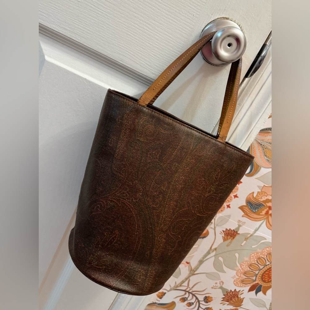 Etro AUTHENTIC Vintage Signature Essential Paisley Print Tiny Bucket Tote Bag - Picture 3 of 16